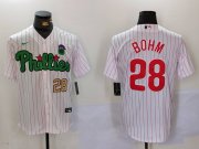 Cheap Men's Philadelphia Phillies #28 Alec Bohm White Green Cool Base Stitched Jerseys