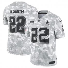 Men\'s Dallas Cowboys #22 Emmitt Smith 2024 Arctic Camo Salute To Service Limited Stitched Football Jersey