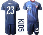 Wholesale Cheap Youth 2020-2021 Season National team United States away blue 23 Soccer Jersey