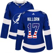 Wholesale Cheap Adidas Lightning #17 Alex Killorn Blue Home Authentic USA Flag Women's Stitched NHL Jersey