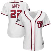 Wholesale Cheap Washington Nationals #22 Juan Soto Majestic Women's 2019 World Series Champions Home Cool Base Patch Player Jersey White