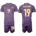 Men's England #19 Marcus Rashford 2024-25 Purple Away Soccer Jersey Suit