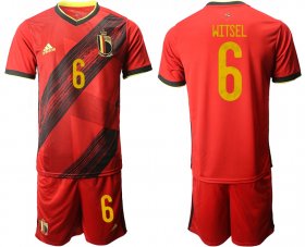 Wholesale Cheap Men 2021 European Cup Belgium home red 6 Soccer Jersey