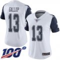 Wholesale Cheap Nike Cowboys #13 Michael Gallup White Women's Stitched NFL Limited Rush 100th Season Jersey