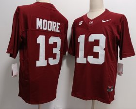 Cheap Men\'s Alabama Crimson Tide #13 Malachi Moore Red FUSE College Stitched Jersey