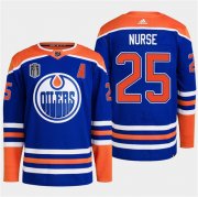 Cheap Men's Edmonton Oilers #25 Darnell Nurse Royal 2024 Stanley Cup Final Patch Stitched Jersey