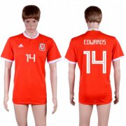 Wholesale Cheap Wales #14 Edwards Red Home Soccer Club Jersey