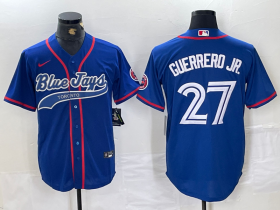 Cheap Men\'s Toronto Blue Jays #27 Vladimir Guerrero Jr Blue Cool Base Stitched Baseball Jersey