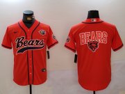 Men's Chicago Bears Blank Orange Throwback With Patch Cool Base Stitched Baseball Jerseys