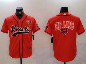 Men\'s Chicago Bears Blank Orange Throwback With Patch Cool Base Stitched Baseball Jerseys