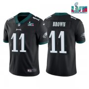 Wholesale Cheap Men's Philadelphia Eagles #11 A.J. Brown Black Super Bowl LVII Patch Vapor Untouchable Limited Stitched Jersey