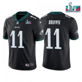 Wholesale Cheap Men\'s Philadelphia Eagles #11 A.J. Brown Black Super Bowl LVII Patch Vapor Untouchable Limited Stitched Jersey