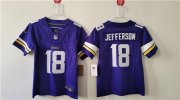 Cheap Women's Minnesota Vikings #18 Justin Jefferson Purple F.U.S.E. Vapor Untouchable Limited Football Stitched Jersey(Run Small)