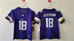 Cheap Women\'s Minnesota Vikings #18 Justin Jefferson Purple F.U.S.E. Vapor Untouchable Limited Football Stitched Jersey(Run Small)