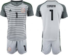 Wholesale Cheap Mexico #1 Corona Grey Goalkeeper Soccer Country Jersey