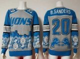 Wholesale Cheap Nike Lions #20 Barry Sanders Blue/Grey Men's Ugly Sweater