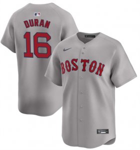 Men\'s Boston Red Sox #16 Jarren Duran Gray 2024 Away Limited Stitched Baseball Jersey