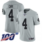 Wholesale Cheap Nike Raiders #4 Derek Carr Silver Men's Stitched NFL Limited Inverted Legend 100th Season Jersey