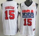 Wholesale Cheap 1992 Olympics Team USA #15 Magic Johnson White Swingman Jersey