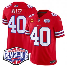 Cheap Men\'s Buffalo Bills #40 Von Miller Red F.U.S.E. 2024 AFC East Division Champions With 4-Star C Ptach Vapor Limited Stitched Football Jersey