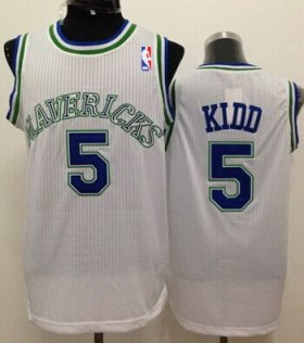 Wholesale Cheap Dallas Mavericks #5 Jason Kidd White Swingman Throwback Jersey