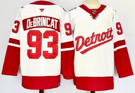 Men\'s Detroit Red Wings #93 Alex DeBrincat White Red 2024-25 Stitched Jersey