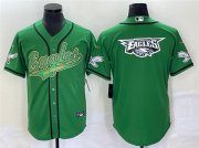 Wholesale Cheap Men's Philadelphia Eagles Green Team Big Logo Cool Base Stitched Baseball Jersey