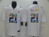 Wholesale Cheap Men Dallas Cowboys 21 Elliott White Nike Rainbow version 2021 NFL Jersey