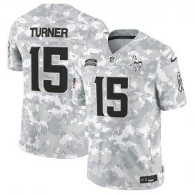 Men\'s Minnesota Vikings #15 Dallas Turner 2024 F.U.S.E Arctic Camo Salute To Service Limited Stitched Football Jersey