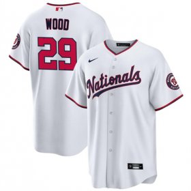 Men\'s Washington Nationals #29 James Wood White 2024 Home Limited Stitched Baseball Jersey