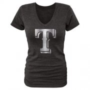 Wholesale Cheap Women's Texas Rangers Fanatics Apparel Platinum Collection V-Neck Tri-Blend T-Shirt Black