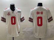 Cheap Men's Ohio State Buckeyes #0 OH-IO White 2025 CFP Final With National Champions Patch F.U.S.E. Vapor Limited Stitched Football Jersey