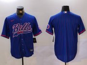 Cheap Men's Buffalo Bills Blank Blue Team Cool Base Stitched Baseball Jersey