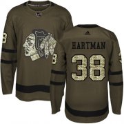 Wholesale Cheap Adidas Blackhawks #38 Ryan Hartman Green Salute to Service Stitched Youth NHL Jersey