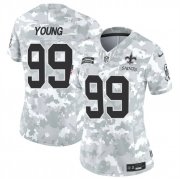 Cheap Women's New Orleans Saints #99 Chase Young 2024 F.U.S.E Arctic Camo Salute To Service Limited Stitched Football Jersey(Run Small)