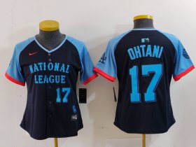 Women\'s Los Angeles Dodgers #17 Shohei Ohtani Number Navy 2024 All Star Limited Stitched Jersey