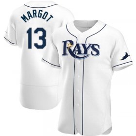 Wholesale Cheap Men\'s Tampa Bay Rays #13 Manuel Margot White Home Nike Jersey