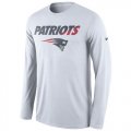 Wholesale Cheap Men's New England Patriots Nike White Legend Staff Practice Long Sleeves Performance T-Shirt