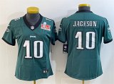 Cheap Women's Philadelphia Eagles #10 DeSean Jackson Green 2025 Super Bowl LIX Patch Vapor Untouchable Limited Football Stitched Jersey(Run Small)