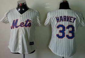 Wholesale Cheap Mets #33 Matt Harvey Cream(Blue Strip) Women\'s Fashion Stitched MLB Jersey