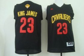 Wholesale Cheap Men\'s Cleveland Cavaliers #23 King James Nickname 2015 The Finals 2015 Black Fashion Jersey