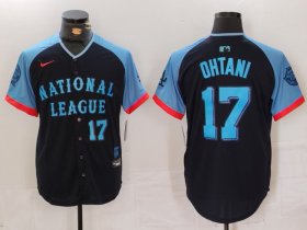 Men\'s Los Angeles Dodgers #17 Shohei Ohtani Number Navy 2024 All Star Limited Stitched Jersey