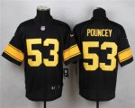 Wholesale Cheap Nike Steelers #53 Maurkice Pouncey Black(Gold No.) Men's Stitched NFL Elite Jersey