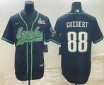 Cheap Men's Philadelphia Eagles #88 Dallas Goedert Black With Super Bowl LVII Patch Cool Base Stitched Baseball Jersey