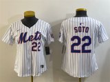 Cheap Women's New York Mets #22 Juan Soto White 2024 Home Limited Stitched Baseball Jersey(Run Small)