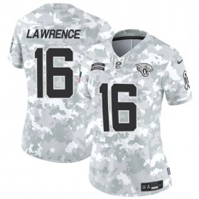 Cheap Women\'s Jacksonville Jaguars #16 Trevor Lawrence 2024 F.U.S.E Arctic Camo Salute To Service Limited Stitched Football Jersey(Run Small)