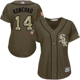 Wholesale Cheap White Sox #14 Paul Konerko Green Salute to Service Women\'s Stitched MLB Jersey