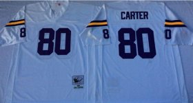 Wholesale Cheap Mitchell And Ness Vikings #80 Cris Carter White Throwback Stitched NFL Jersey