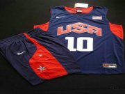 Wholesale Cheap 2012 Olympics Team USA 10 Kobe Bryant Blue Basketball Suit