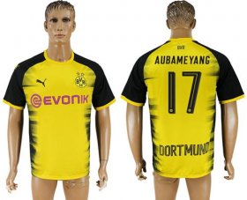 Wholesale Cheap Dortmund #17 Aubameyang Yellow Soccer Club Jersey